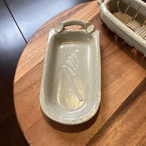 Vintage Parmentier Pottery Cheese Relish  Serving Dish Handcrafted Stoneware